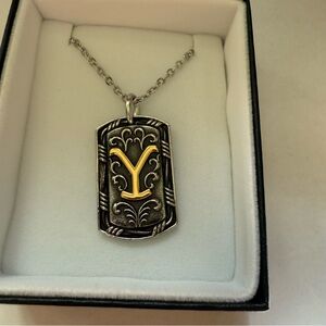 Montana Silversmiths Silver and Gold YELLOWSTONE DOG TAG Necklace NIB